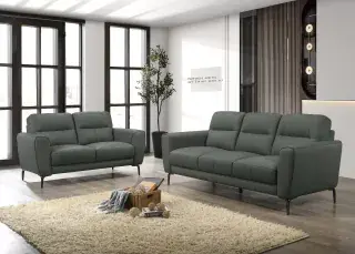 Anthracite (Dark Gray) Leather Two-Piece Sofa and Loveseat Set, official Poundex view 1 of the exact F8419 sofa-and-loveseat set