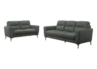 Anthracite (Dark Gray) Leather Two-Piece Sofa and Loveseat Set, official Poundex view 2 of the exact F8419 sofa-and-loveseat set