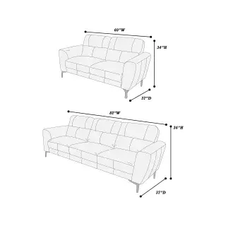 Anthracite (Dark Gray) Leather Two-Piece Sofa and Loveseat Set, official Poundex view 4 of the exact F8419 sofa-and-loveseat set