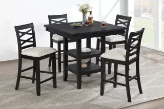 Antique Black Five-Piece Counter-Height Dining Set, official Poundex view 1 of the F2645 configuration