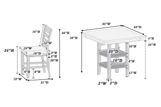 Antique Black Five-Piece Counter-Height Dining Set, official Poundex view 4 of the F2645 configuration