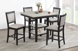 Antique Black and Walnut Five-Piece Counter-Height Dining Set, official Poundex view 1 of the F2644 configuration