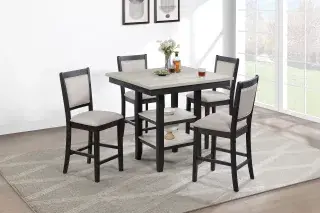 Antique Black and Walnut Five-Piece Counter-Height Dining Set, official Poundex view 2 of the F2644 configuration
