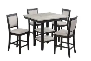 Antique Black and Walnut Five-Piece Counter-Height Dining Set, official Poundex view 3 of the F2644 configuration