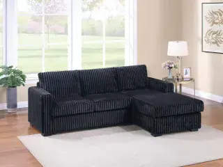 Black Compact Two-Piece Sectional, official Poundex view 1