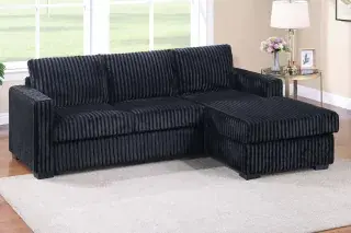 Black Compact Two-Piece Sectional, official Poundex view 4