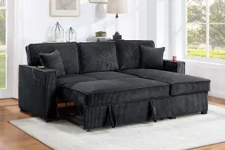 Black Convertible Sectional with Storage Chaise, official Poundex view 2 of the approved F8572 configuration