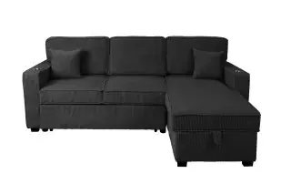 Black Convertible Sectional with Storage Chaise, official Poundex view 3 of the approved F8572 configuration