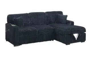 Black Convertible Sectional with Table and Storage, official Poundex view 3 of the approved F8574 configuration