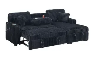 Black Convertible Sectional with Table and Storage, official Poundex view 4 of the approved F8574 configuration