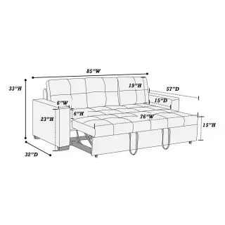 Black Faux-Leather Convertible Sofa, official Poundex view 4 of the approved F6530 configuration