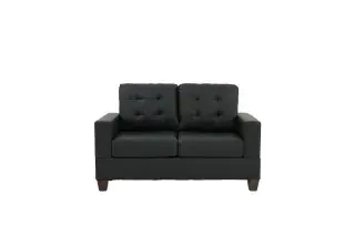 Black Faux-Leather Tufted Two-Piece Sofa and Loveseat Set, official Poundex view 2 of the exact F7855 sofa-and-loveseat set