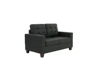 Black Faux-Leather Tufted Two-Piece Sofa and Loveseat Set, official Poundex view 3 of the exact F7855 sofa-and-loveseat set
