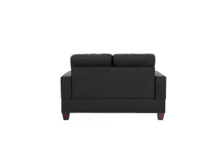 Black Faux-Leather Tufted Two-Piece Sofa and Loveseat Set, official Poundex view 5 of the exact F7855 sofa-and-loveseat set