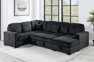 Black Four-Piece Convertible Sectional, official Poundex view 2 of the approved F8565 configuration