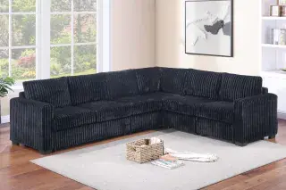 Black Four-Piece Sectional Set, official Poundex view 1 of the F8335 configuration