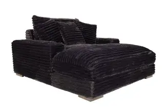 Angled view of the black F8327 chaise lounge