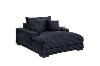 Alternate complete view of the black F8327 chaise lounge