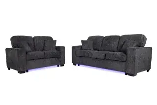 Black LED-Lighted Two-Piece Sofa and Loveseat Set, official Poundex view 2 of the exact F7495 sofa-and-loveseat set