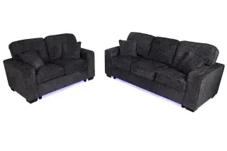 Black LED-Lighted Two-Piece Sofa and Loveseat Set, official Poundex view 3 of the exact F7495 sofa-and-loveseat set