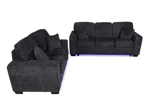 Black LED-Lighted Two-Piece Sofa and Loveseat Set, official Poundex view 4 of the exact F7495 sofa-and-loveseat set