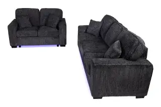 Black LED-Lighted Two-Piece Sofa and Loveseat Set, official Poundex view 5 of the exact F7495 sofa-and-loveseat set