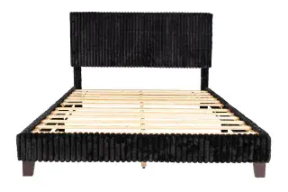 Black Queen Corduroy Platform Bed, official Poundex view 2 of the F9690Q configuration