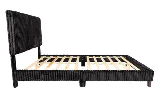 Black Queen Corduroy Platform Bed, official Poundex view 3 of the F9690Q configuration