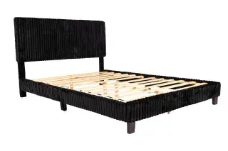 Black Queen Corduroy Platform Bed, official Poundex view 4 of the F9690Q configuration