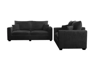Black Square-Arm Corduroy Two-Piece Sofa and Loveseat Set, official Poundex view 3 of the exact F8313 sofa-and-loveseat set