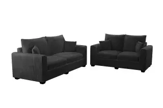 Black Square-Arm Corduroy Two-Piece Sofa and Loveseat Set, official Poundex view 4 of the exact F8313 sofa-and-loveseat set