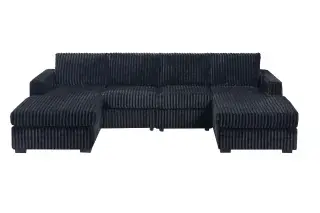 Black Three-Piece Double-Chaise Sectional Set, official Poundex view 2 of the F8333 configuration
