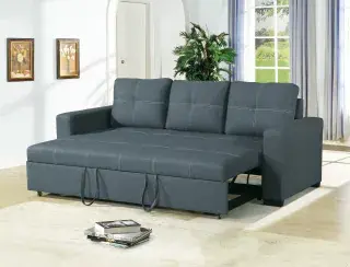 Blue-Gray Convertible Sleeper Sofa, official Poundex view 1