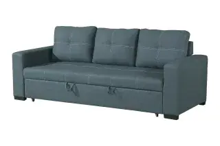 Blue-Gray Convertible Sleeper Sofa, official Poundex view 2
