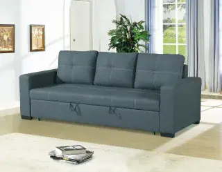 Blue-Gray Convertible Sleeper Sofa, official Poundex view 5