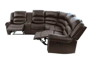 Bonded-Leather Motion Reclining Sectional with Storage Console, official Poundex view 2 of exact F6744