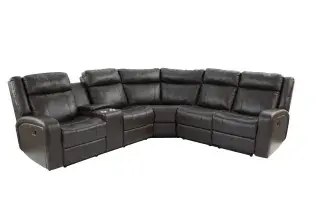 Brown Leather-Gel Manual Reclining Sectional with Console, official Poundex view 2 of exact F8760