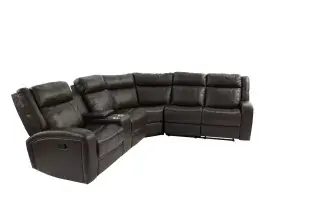 Brown Leather-Gel Manual Reclining Sectional with Console, official Poundex view 5 of exact F8760
