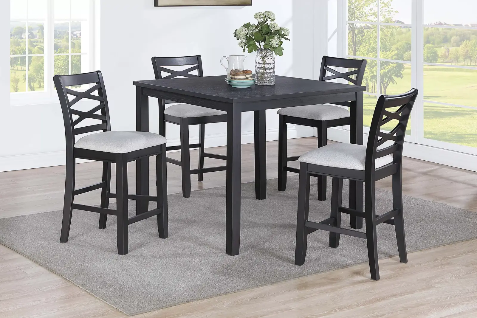Charcoal Five-Piece Counter-Height Dining Set, official Poundex view 1 of the F2636 configuration