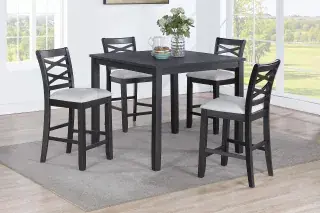 Charcoal Five-Piece Counter-Height Dining Set, official Poundex view 1 of the F2636 configuration