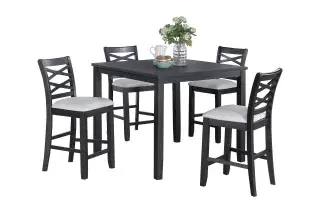 Charcoal Five-Piece Counter-Height Dining Set, official Poundex view 2 of the F2636 configuration