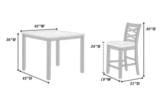 Charcoal Five-Piece Counter-Height Dining Set, official Poundex view 3 of the F2636 configuration