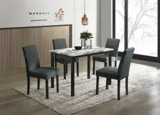 Charcoal Five-Piece Faux-Marble Dining Set, official Poundex view 1 of the F2628 configuration