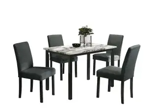 Charcoal Five-Piece Faux-Marble Dining Set, official Poundex view 2 of the F2628 configuration