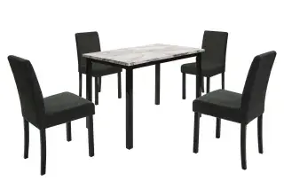Charcoal Five-Piece Faux-Marble Dining Set, official Poundex view 3 of the F2628 configuration