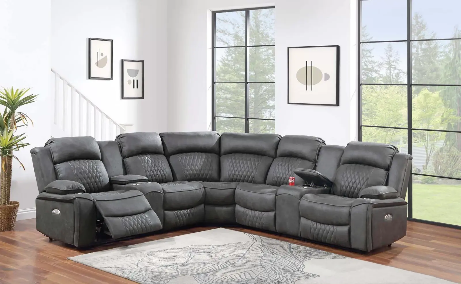 Charcoal Power Reclining Sectional, official Poundex view 1 of the F86633 configuration