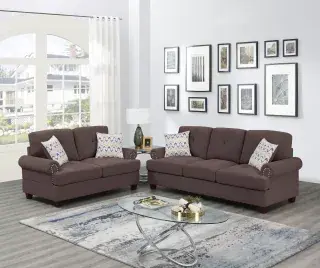 Chenille Two-Piece Sofa and Loveseat Set, official Poundex view 1 of the exact F8835 sofa-and-loveseat set
