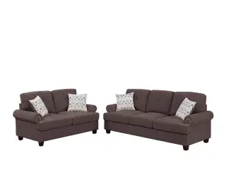 Chenille Two-Piece Sofa and Loveseat Set, official Poundex view 2 of the exact F8835 sofa-and-loveseat set
