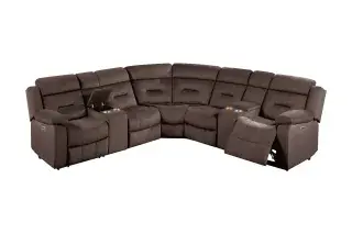 Chocolate Velvet Power Reclining Sectional with Dual Consoles, official Poundex view 2 of exact F86639
