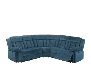 Dark Blue Chenille Power Reclining Sectional with USB Charging, official Poundex view 2 of exact F86604